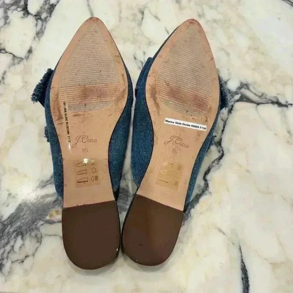 J. CREW Marina Pointed-toe Loafer slides in denim Sandal Shoes 7.5 - Picture 6 of 7